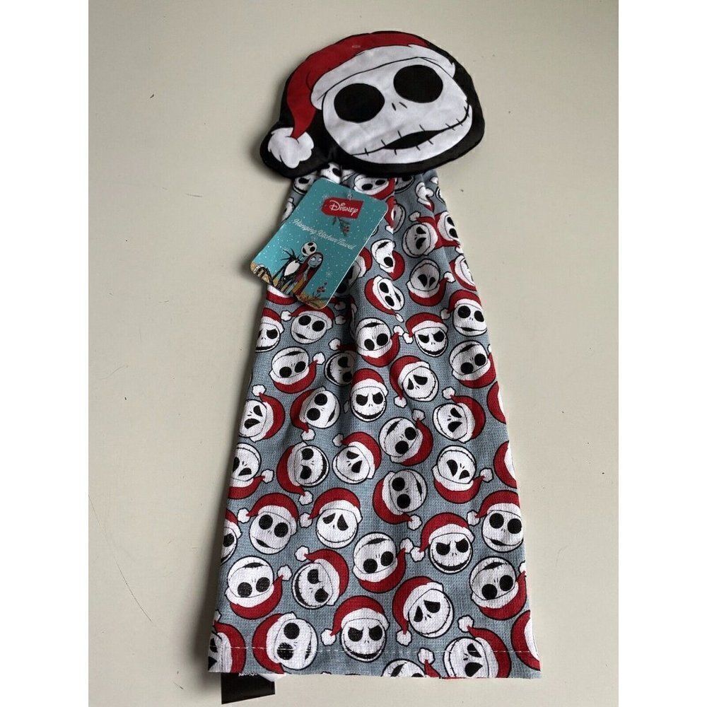 Disney Nightmare Before‎ Christmas Hanging Kitchen Towel Jack Santa Hat NEW